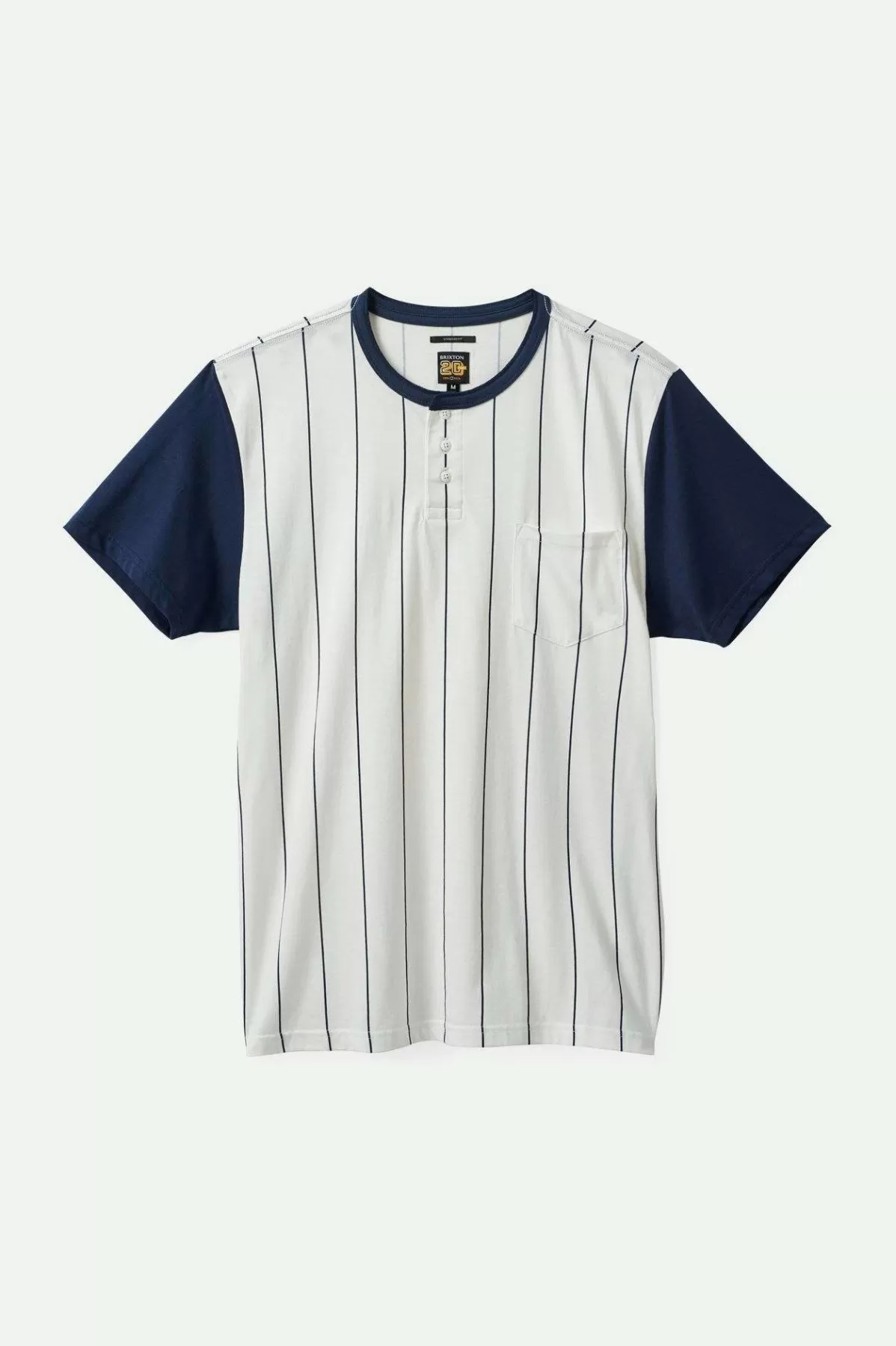 Polos & Henleys | T-Shirts-Brixton 20th Anniversary Detroit Henley Pocket T-Shirt Off White/Washed Navy