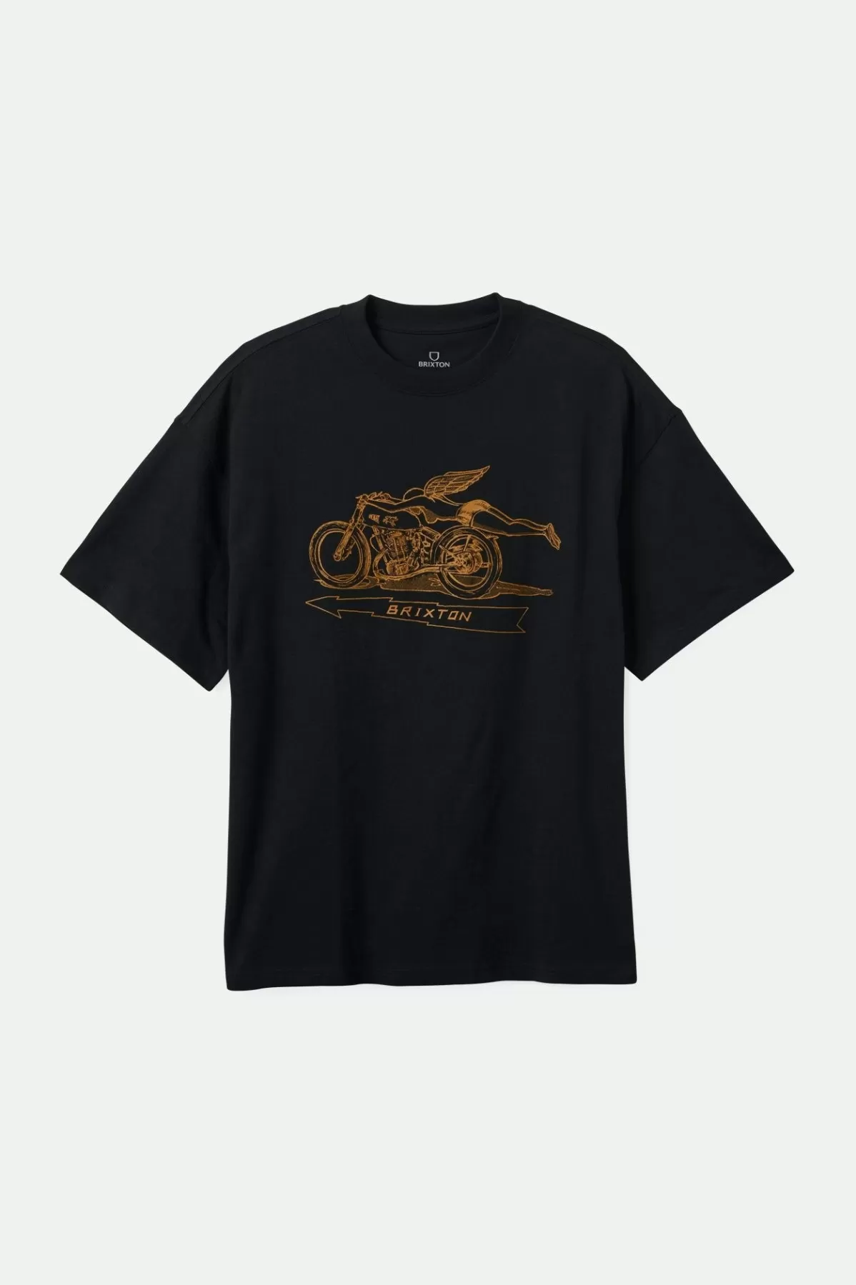 T-Shirts-Brixton 20th Anniversary Flyer Heavyweight Relaxed T-Shirt Black Classic Wash