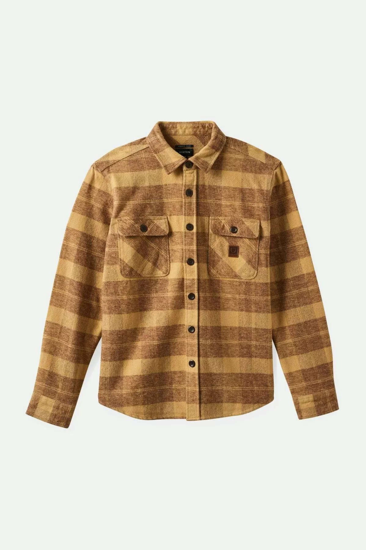 Flannels | Button Ups-Brixton Bowery Heavyweight L/S Flannel Curry Yellow/Pinecone Brown