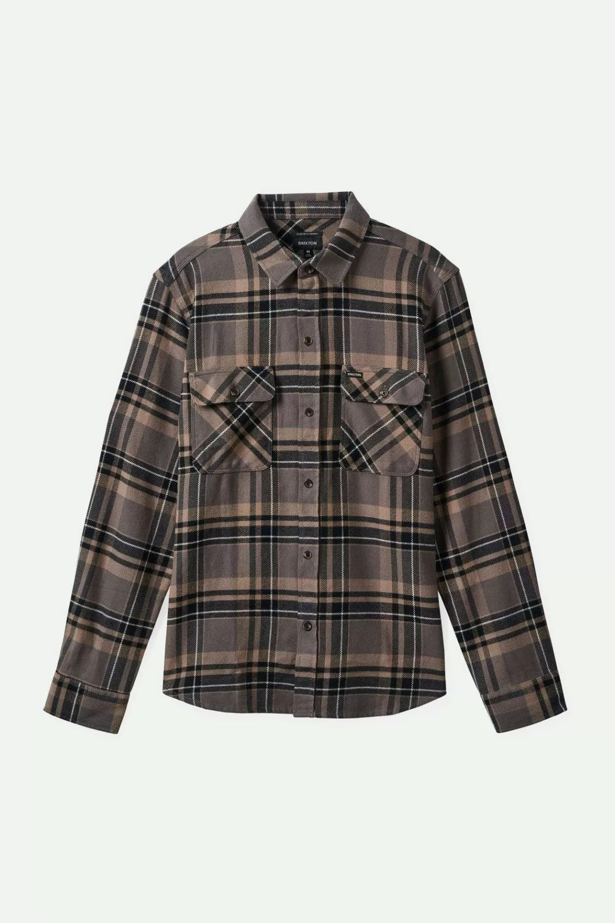 Flannels | Button Ups-Brixton Bowery L/S Flannel Charcoal/Black/Cinder Grey