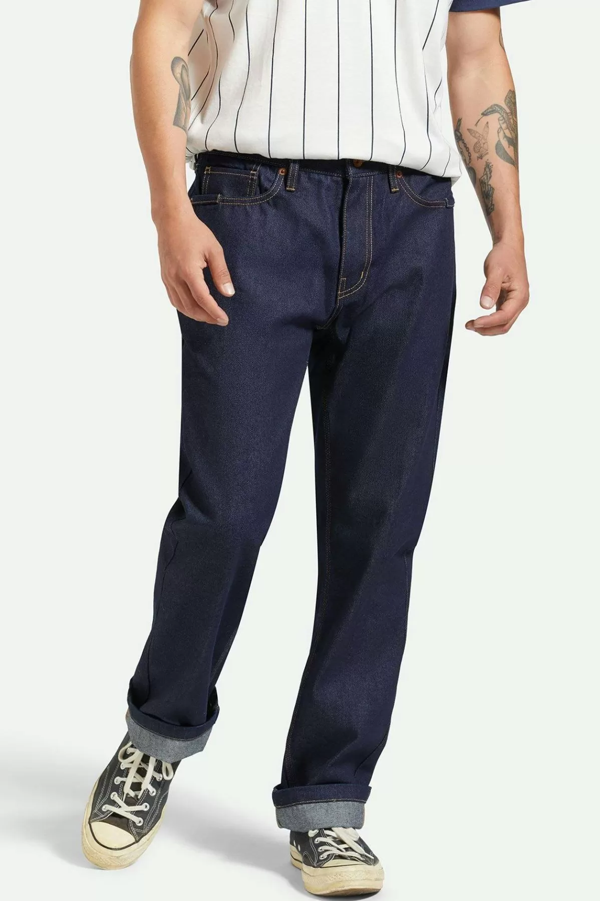 Pants & Chinos-Brixton Builders 5-Pocket Stretch Pant Rinse Denim