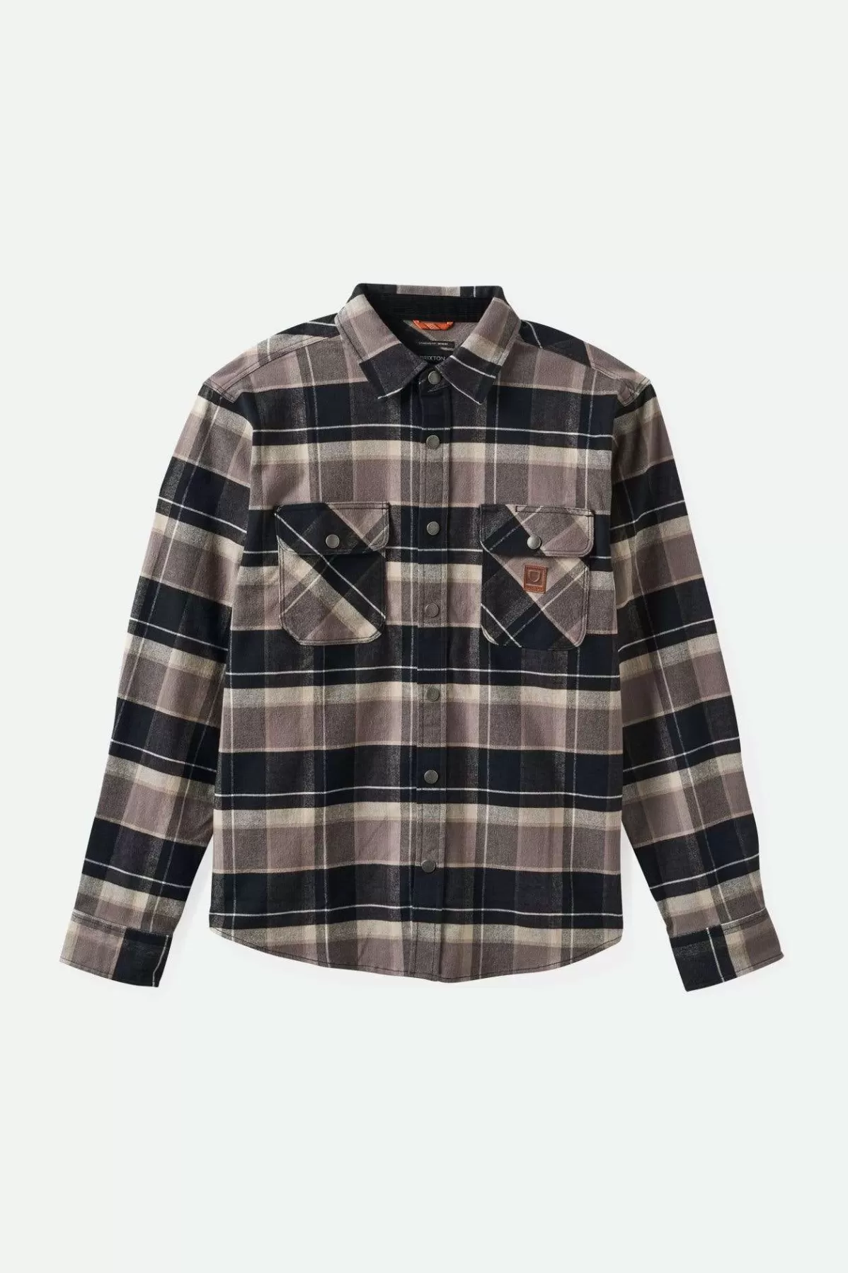 Flannels | Button Ups-Brixton Builders Bowery Stretch Water Resistant L/S Flannel Black/Charcoal/Beige