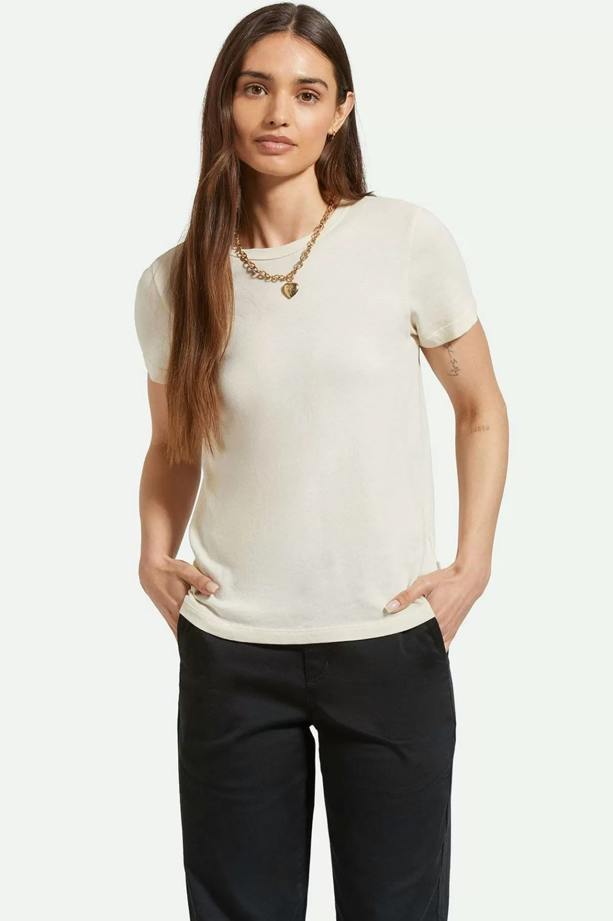 T-Shirts & Tanks | Tops-Brixton Carefree Organic Garment Dye Perfect Pocket T-Shirt White Smoke