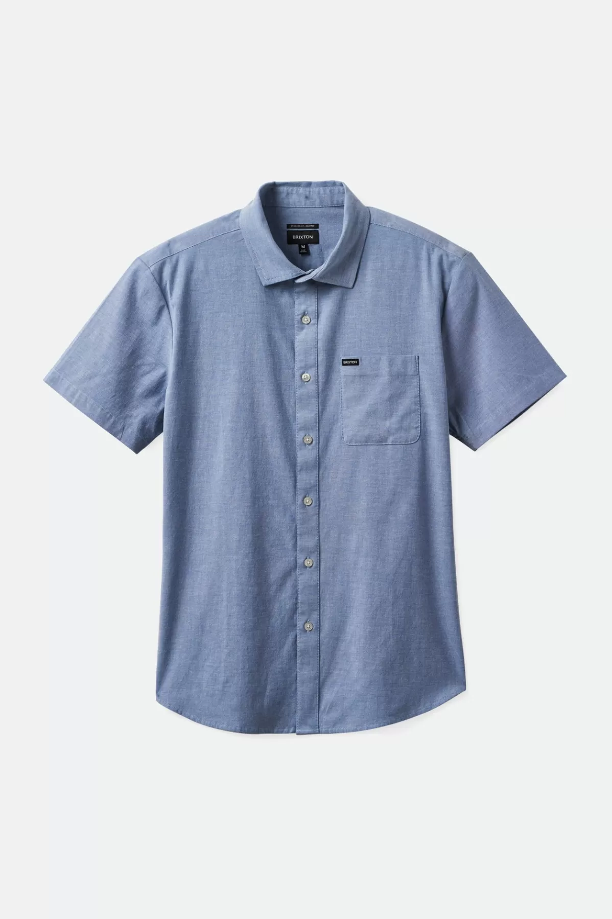 Button Ups-Brixton Charter Oxford S/S Woven Shirt Light Blue Chambray