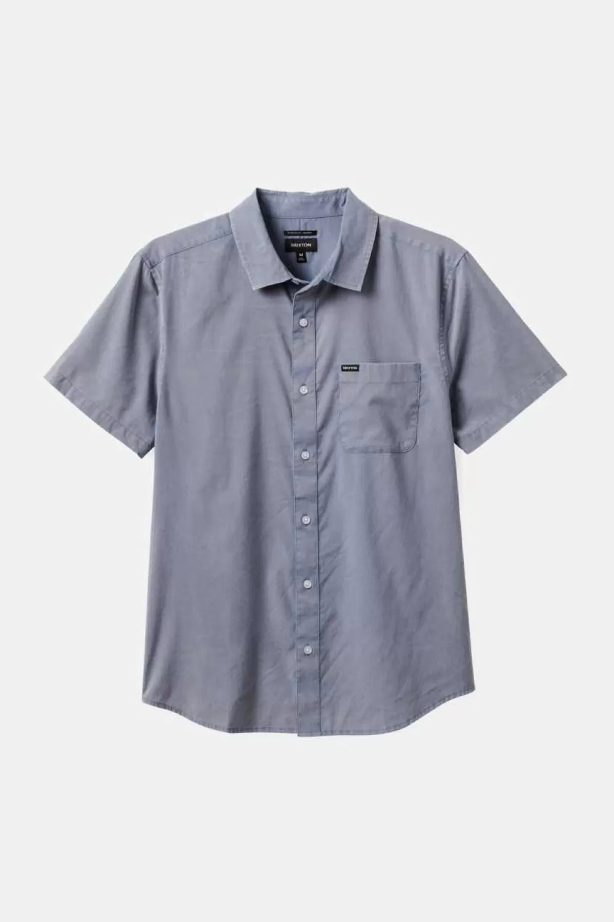 Button Ups-Brixton Charter Sol Wash S/S Woven Shirt Flint Stone Blue Sol Wash