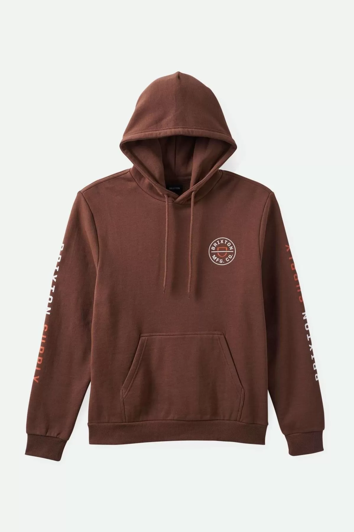 Sweatshirts & Hoodies-Brixton Crest Hoodie Pinecone Brown/Rust Orange/White