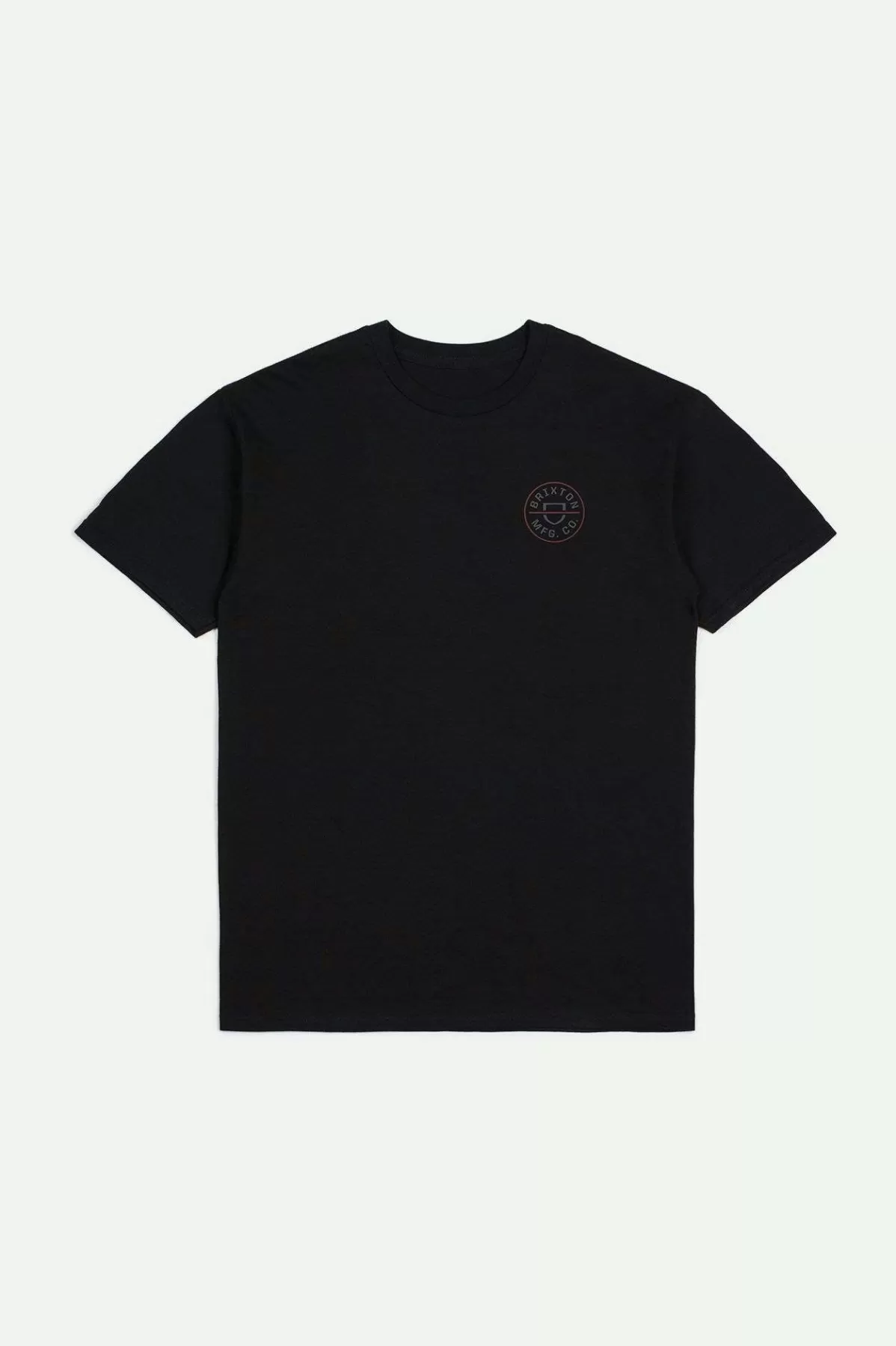 T-Shirts-Brixton Crest II S/S Standard T-Shirt Black/Charcoal/Mahogany