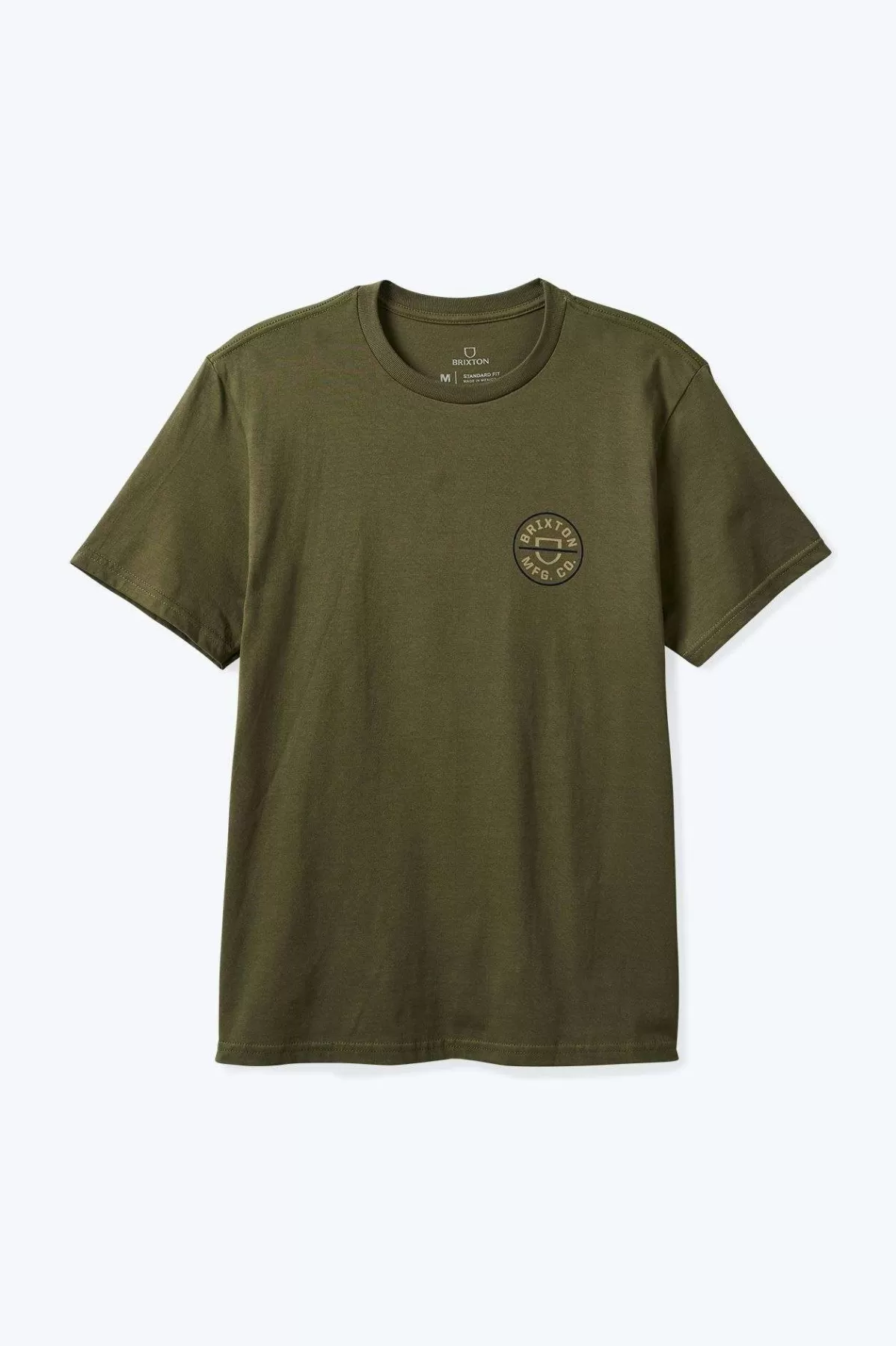 T-Shirts-Brixton Crest II S/S Standard T-Shirt Ivy Green/Sand/Navy