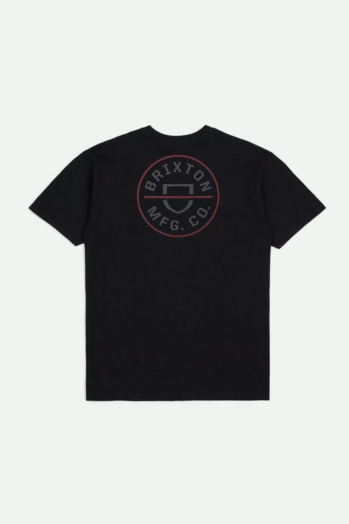 T-Shirts-Brixton Crest II S/S Standard T-Shirt Black/Charcoal/Mahogany