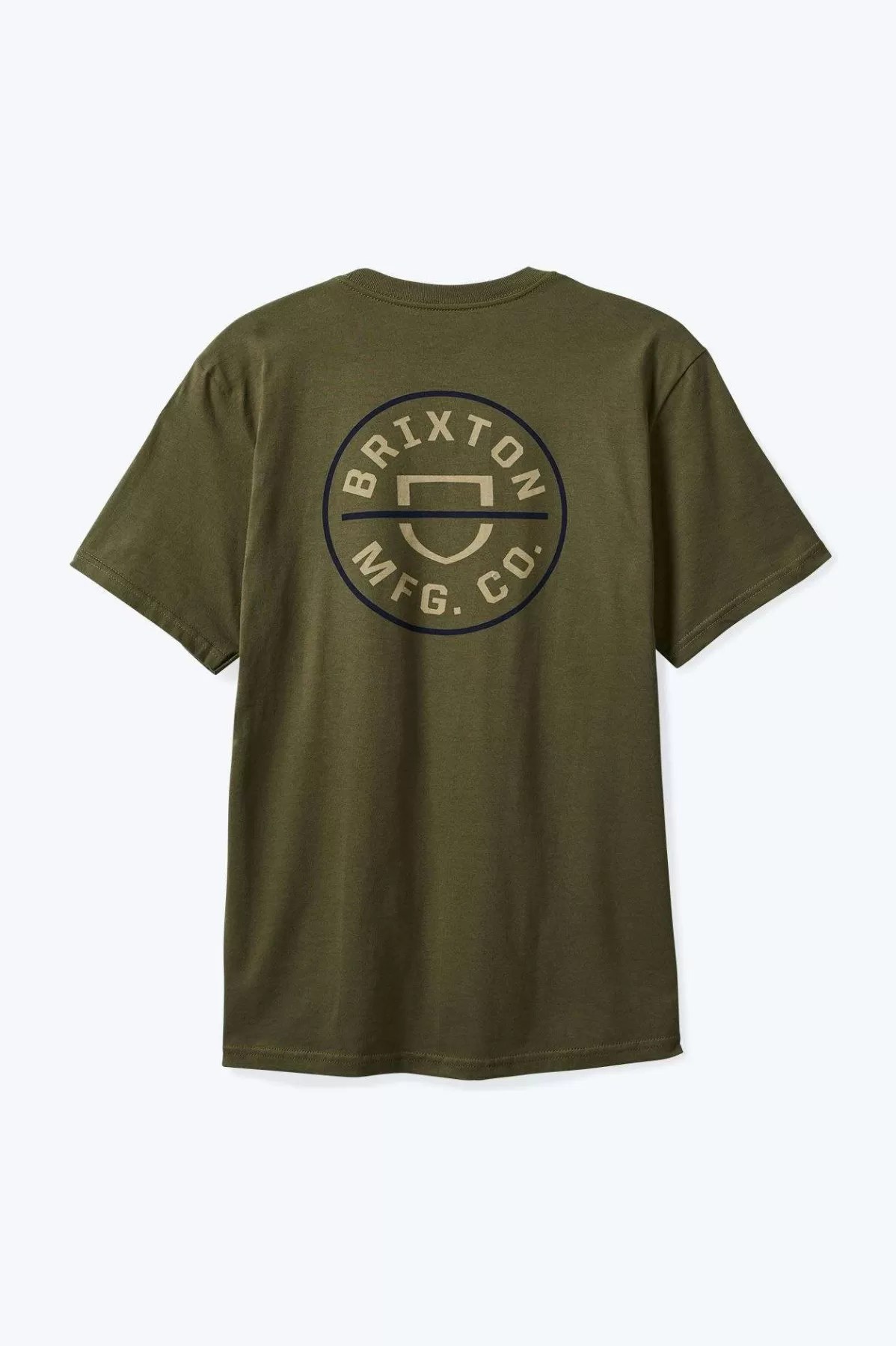 T-Shirts-Brixton Crest II S/S Standard T-Shirt Ivy Green/Sand/Navy