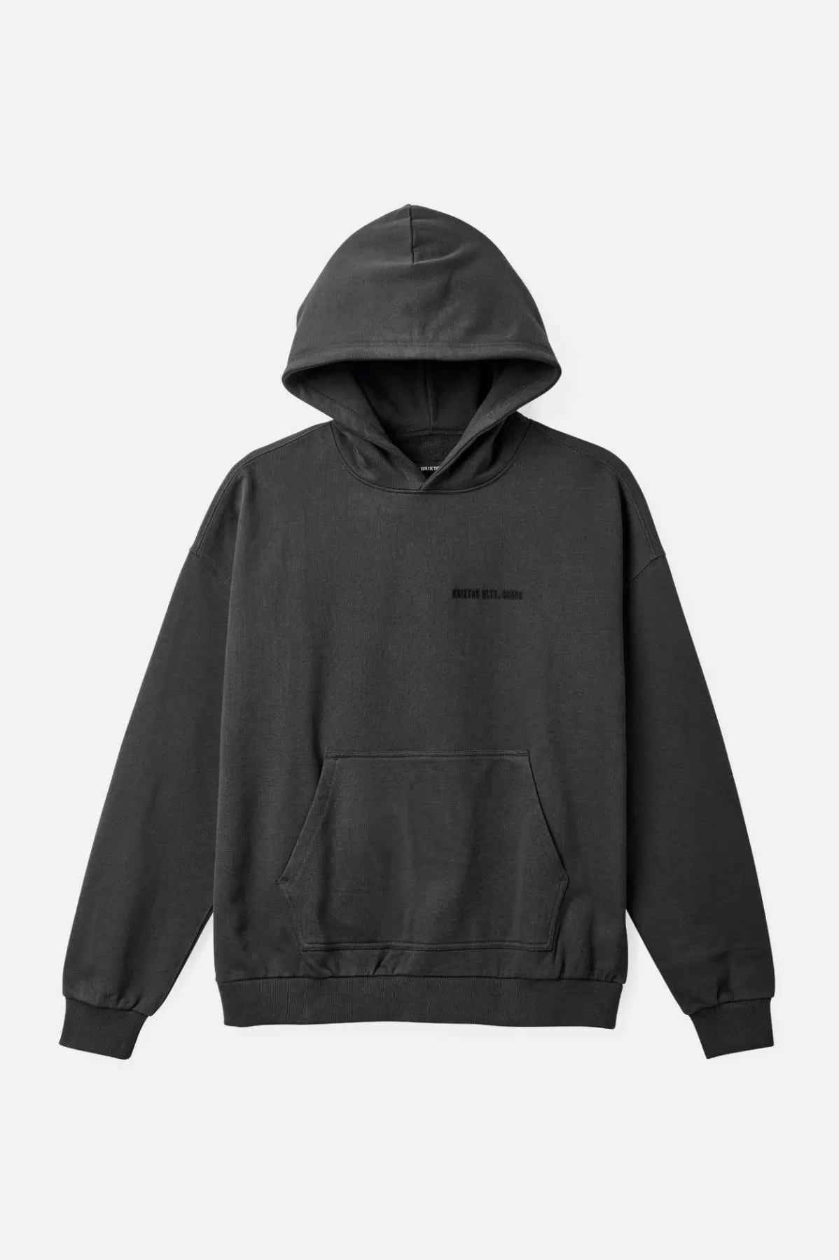 Sweatshirts & Hoodies-Brixton Embroidered Heavyweight Oversized Hoodie Washed Black