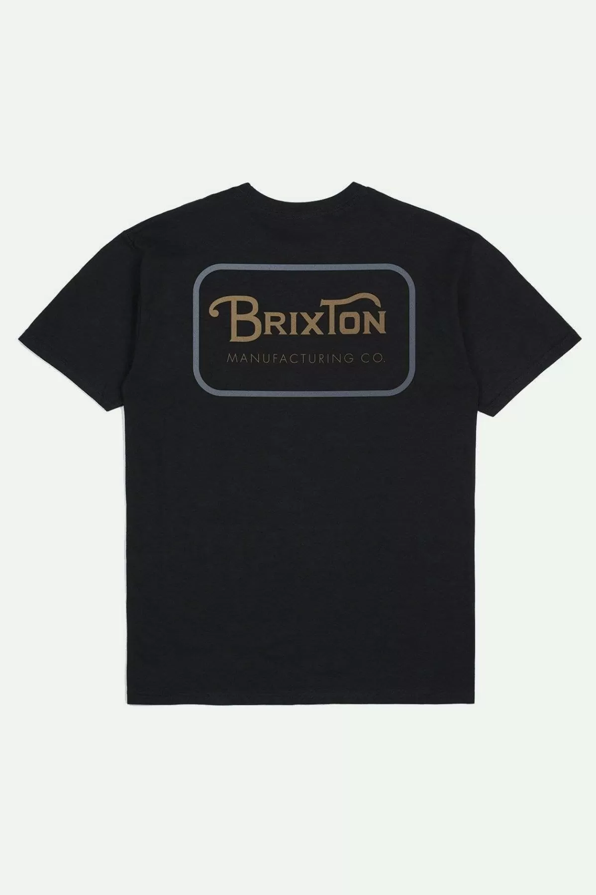 T-Shirts-Brixton Grade S/S Standard T-Shirt Black/Tobacco Brown/Blue Mirage