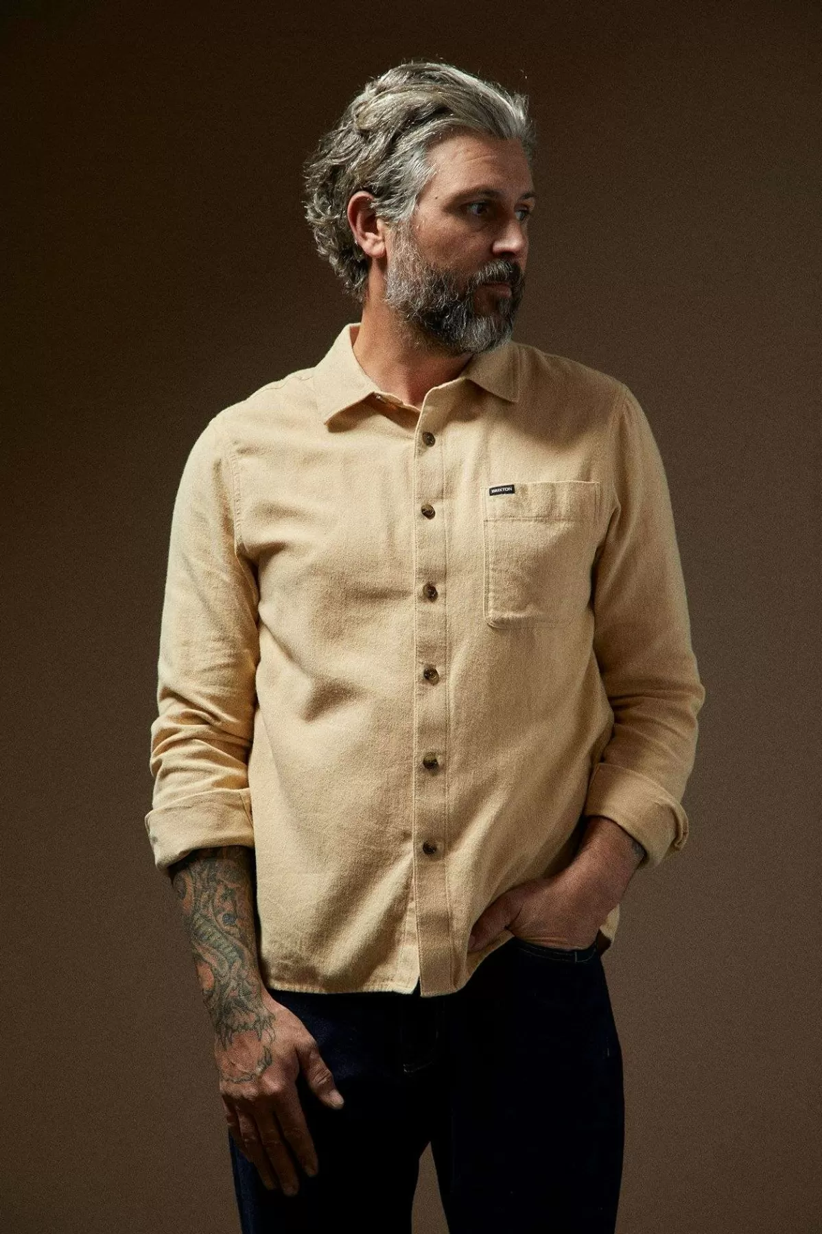 Flannels | Button Ups-Brixton Hasting Lightweight Ultra Soft Flannel Wheat