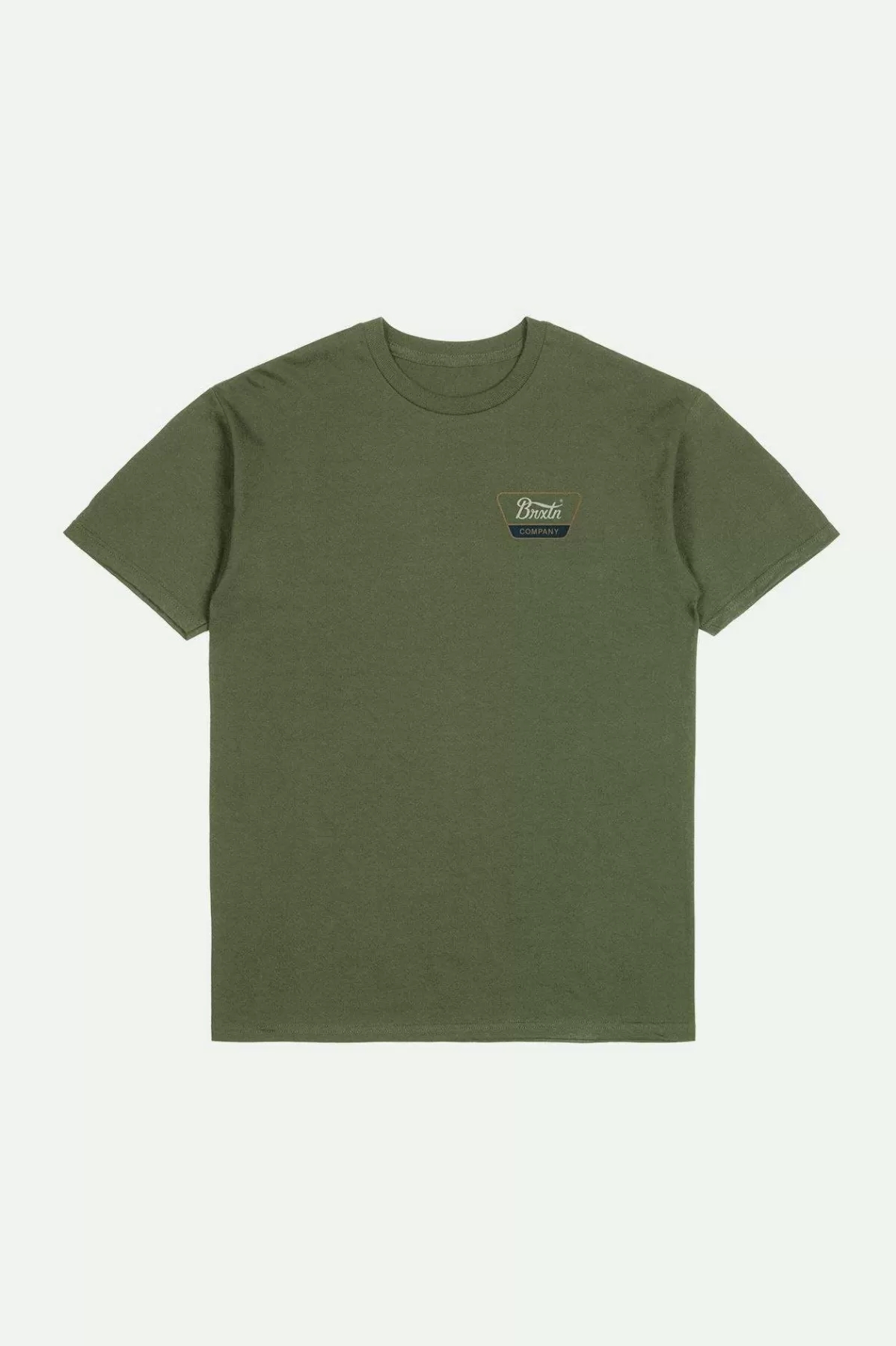 T-Shirts-Brixton Linwood S/S Standard T-Shirt Ivy Green/Tobacco Brown/Ivory