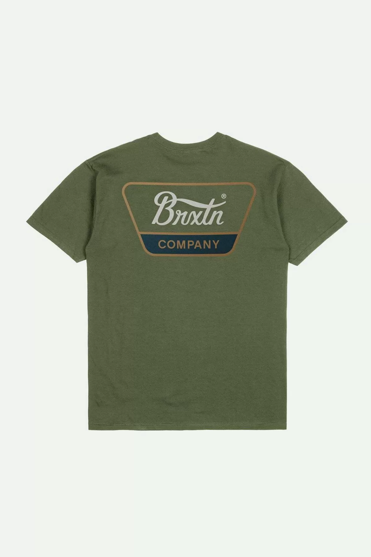 T-Shirts-Brixton Linwood S/S Standard T-Shirt Ivy Green/Tobacco Brown/Ivory