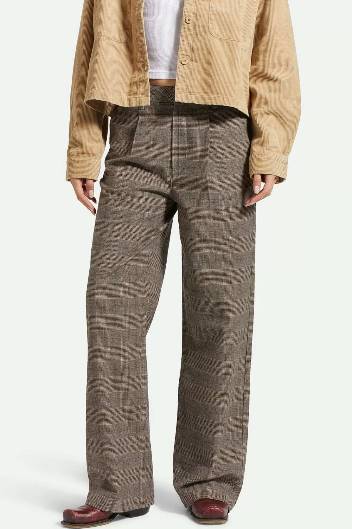 Pants & Shorts-Brixton Ludlow Trouser Pant Brown/Cream Houndstooth