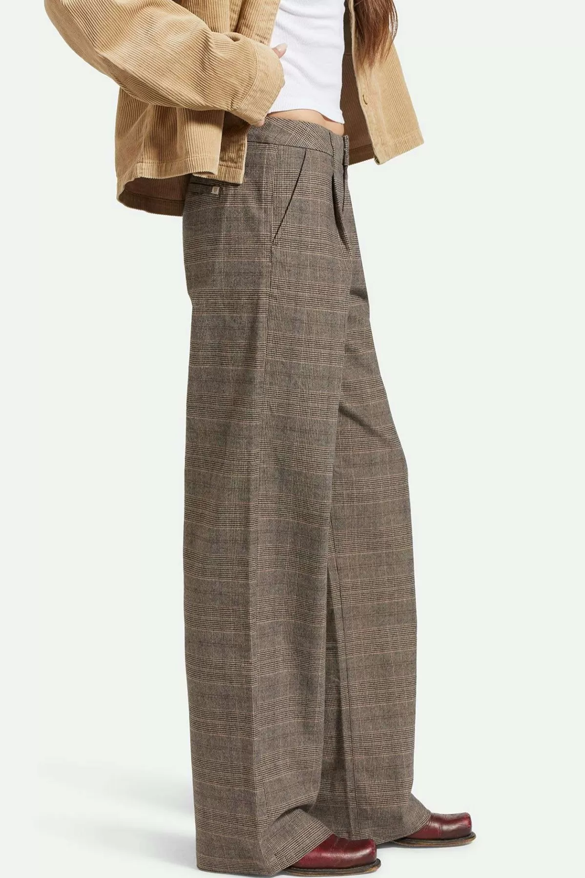 Pants & Shorts-Brixton Ludlow Trouser Pant Brown/Cream Houndstooth