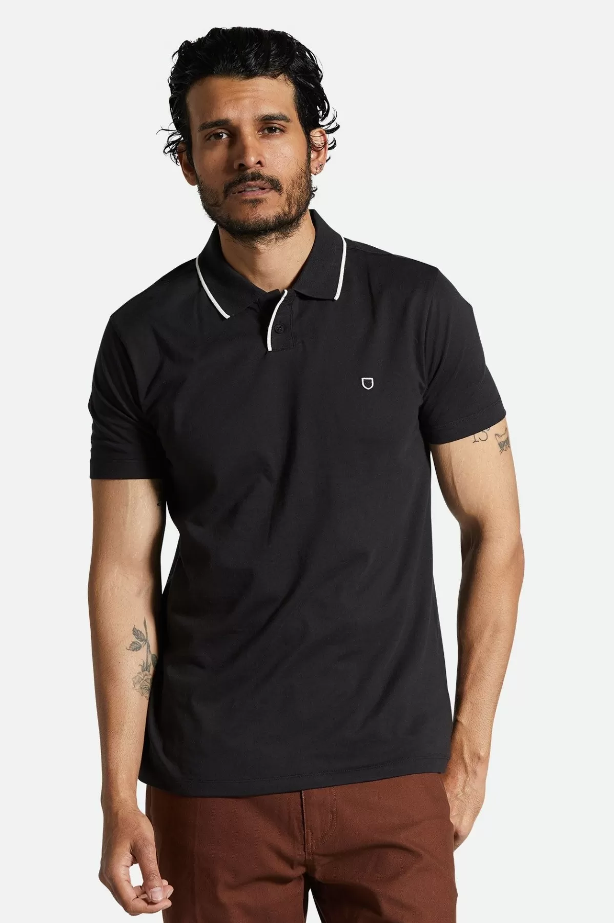 Polos & Henleys-Brixton Mod Flex S/S Polo Black