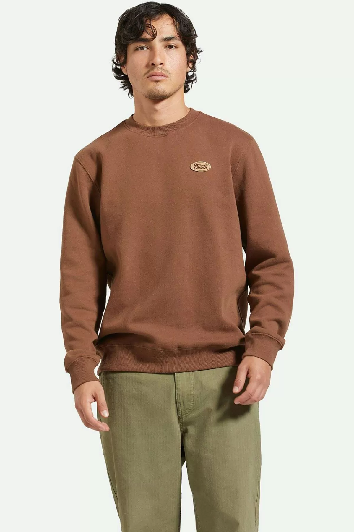 Sweatshirts & Hoodies-Brixton Parsons Patch Crew Pinecone Brown