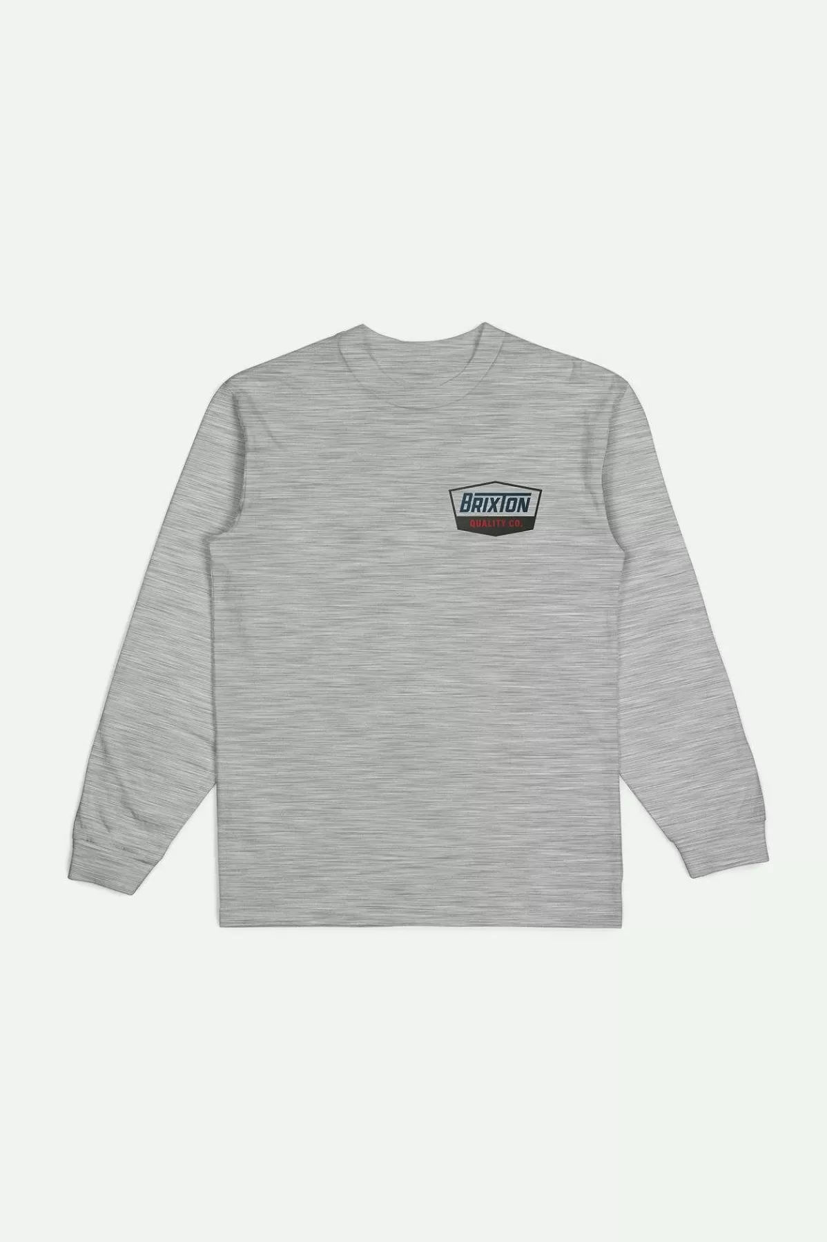 T-Shirts-Brixton Regal L/S Standard T-Shirt Heather Grey/Navy/Brown