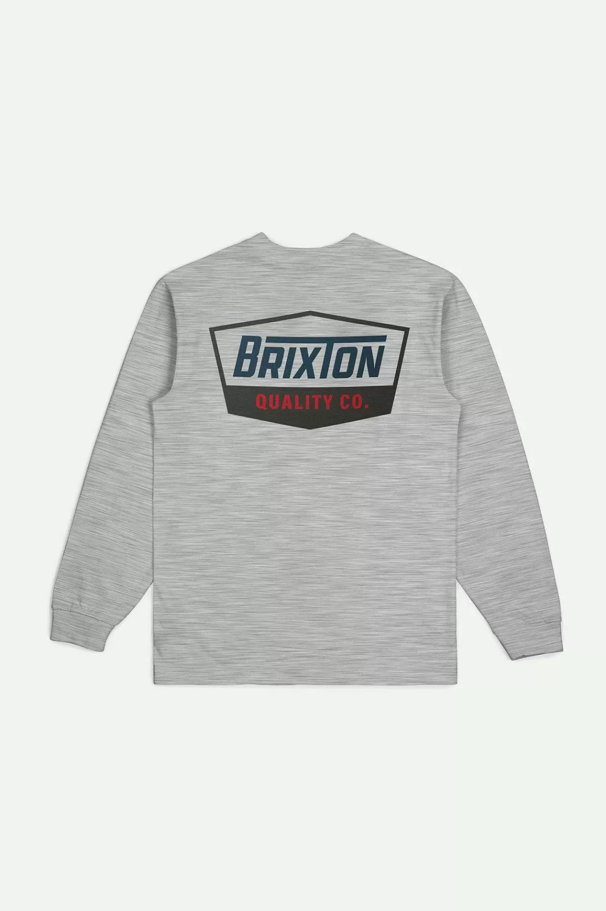 T-Shirts-Brixton Regal L/S Standard T-Shirt Heather Grey/Navy/Brown