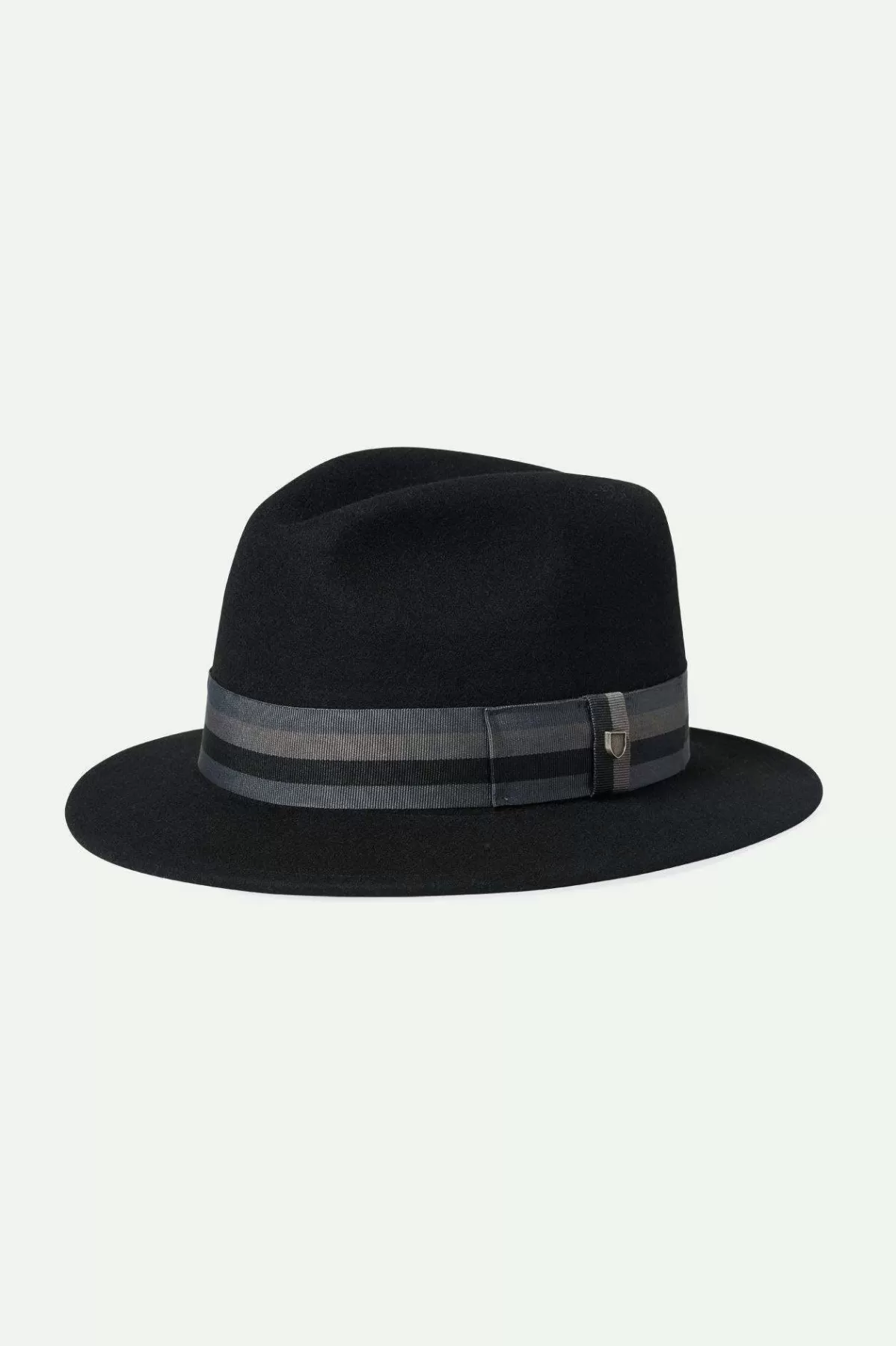 Full Brim & Fedoras | Full Brim & Fedoras-Brixton Roma Fedora Black/Grey Charcoal