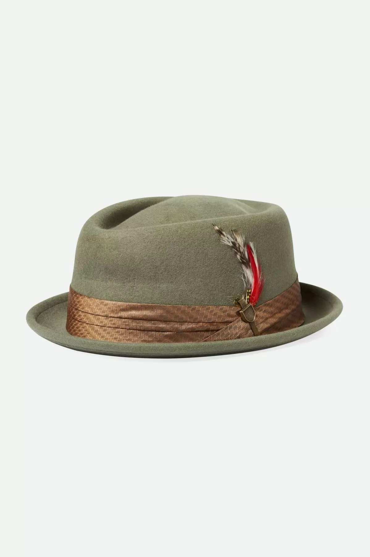 Full Brim & Fedoras | Full Brim & Fedoras-Brixton Stout Pork Pie Light Moss/Coffee Diamond