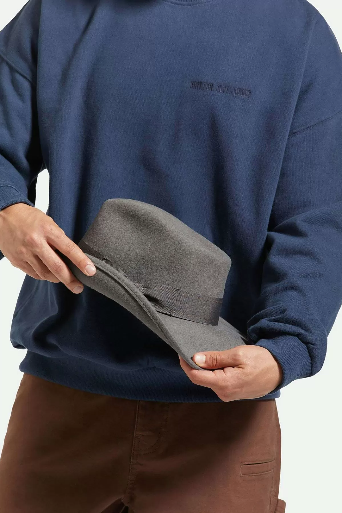 Full Brim & Fedoras | Full Brim & Fedoras-Brixton Swindle Convertabrim Fedora Grey/Grey