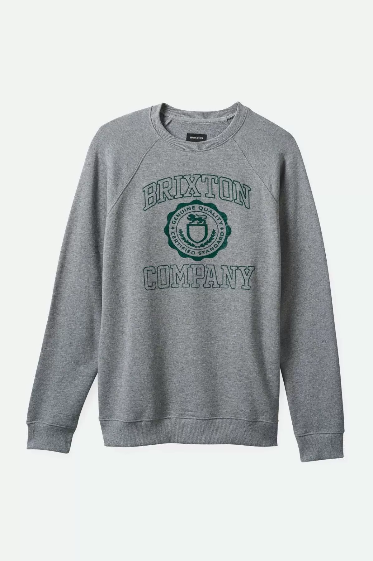 Sweatshirts & Hoodies-Brixton University Broken In Crew Heather Grey/Pine Needle