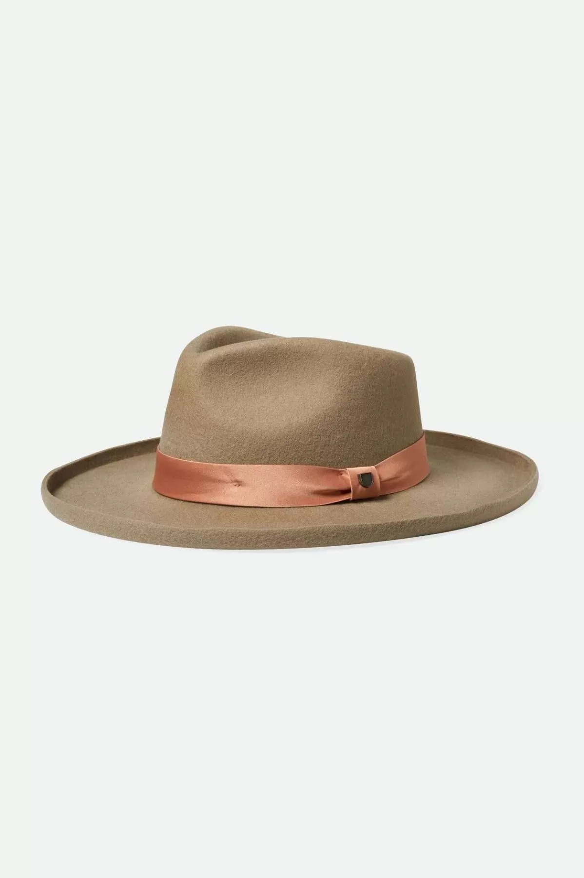 Full Brim & Fedoras | Full Brim & Fedoras-Brixton Victoria Felt Fedora Timberwolf/Rose Gold Satin