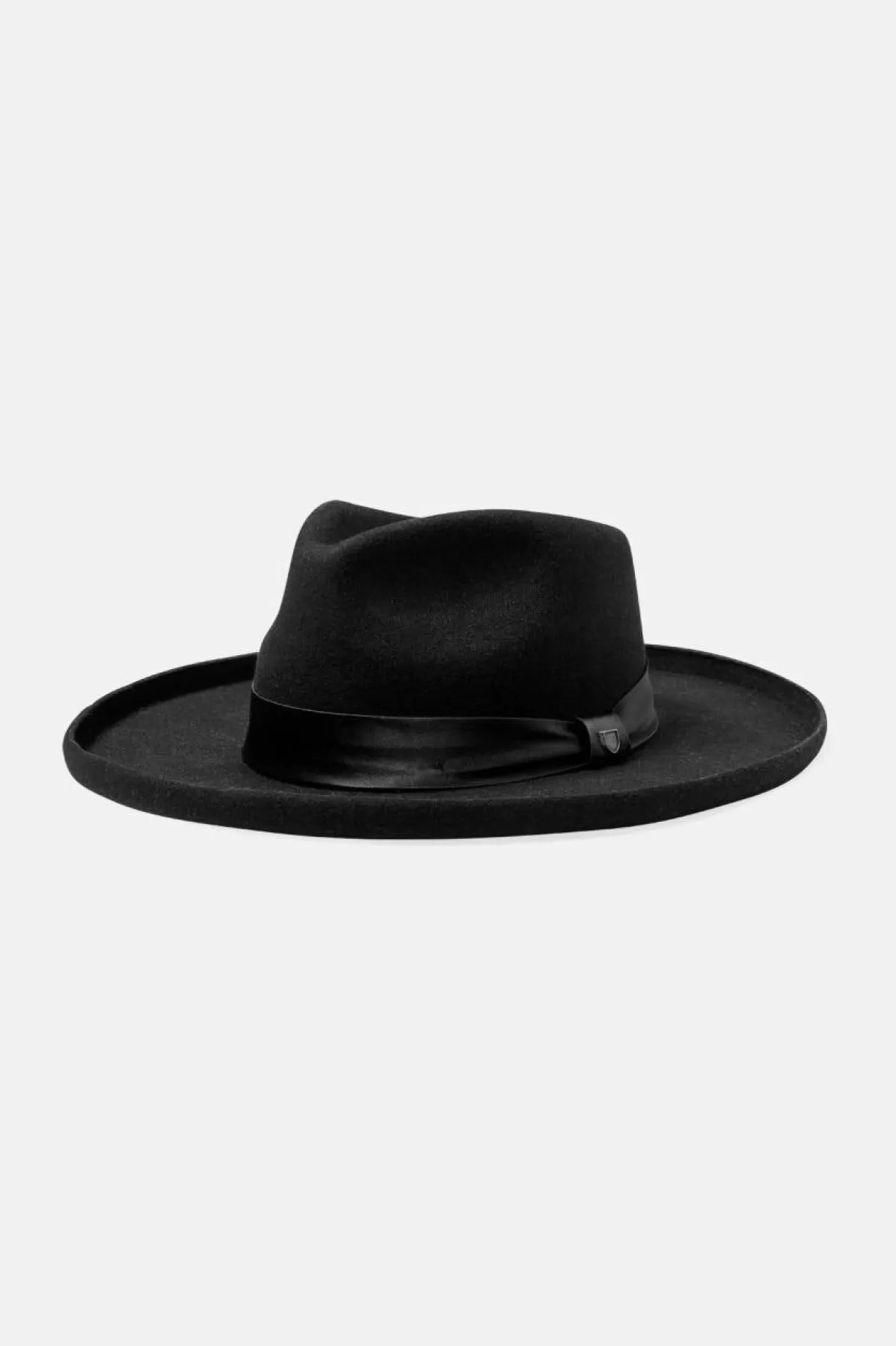 Full Brim & Fedoras | Full Brim & Fedoras-Brixton Victoria Felt Fedora Black/Black Satin