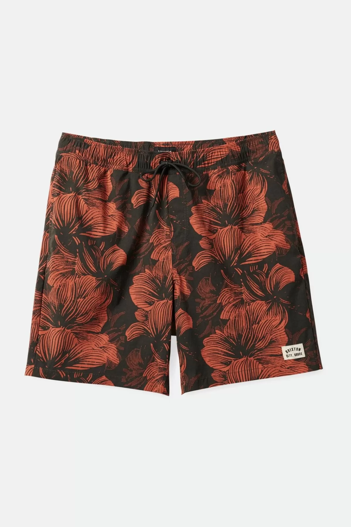 Shorts & Swim-Brixton Voyage Hybrid Short 5.5" Washed Black/Terracotta Floral