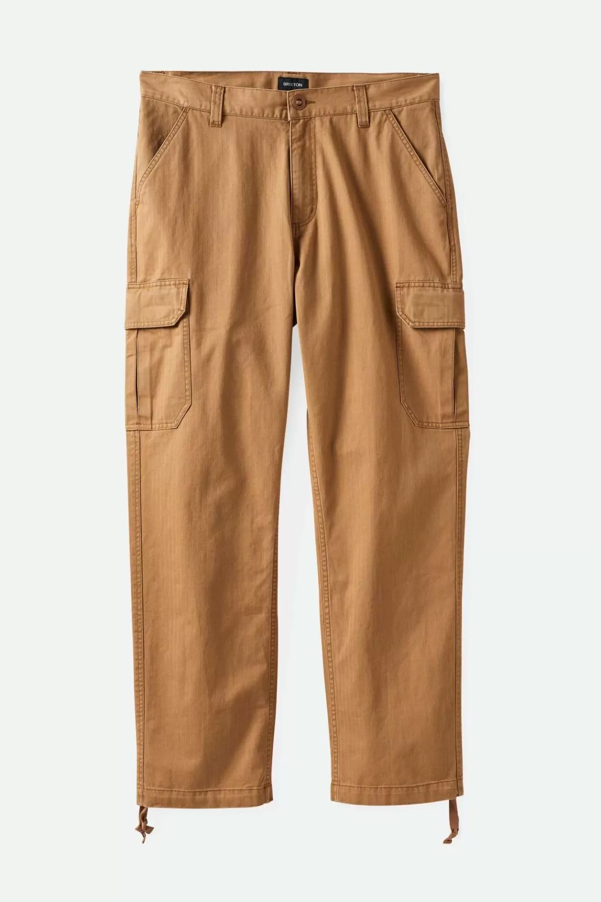 Pants & Chinos-Brixton Waypoint Herringbone Relaxed Cargo Pant Tobacco Brown