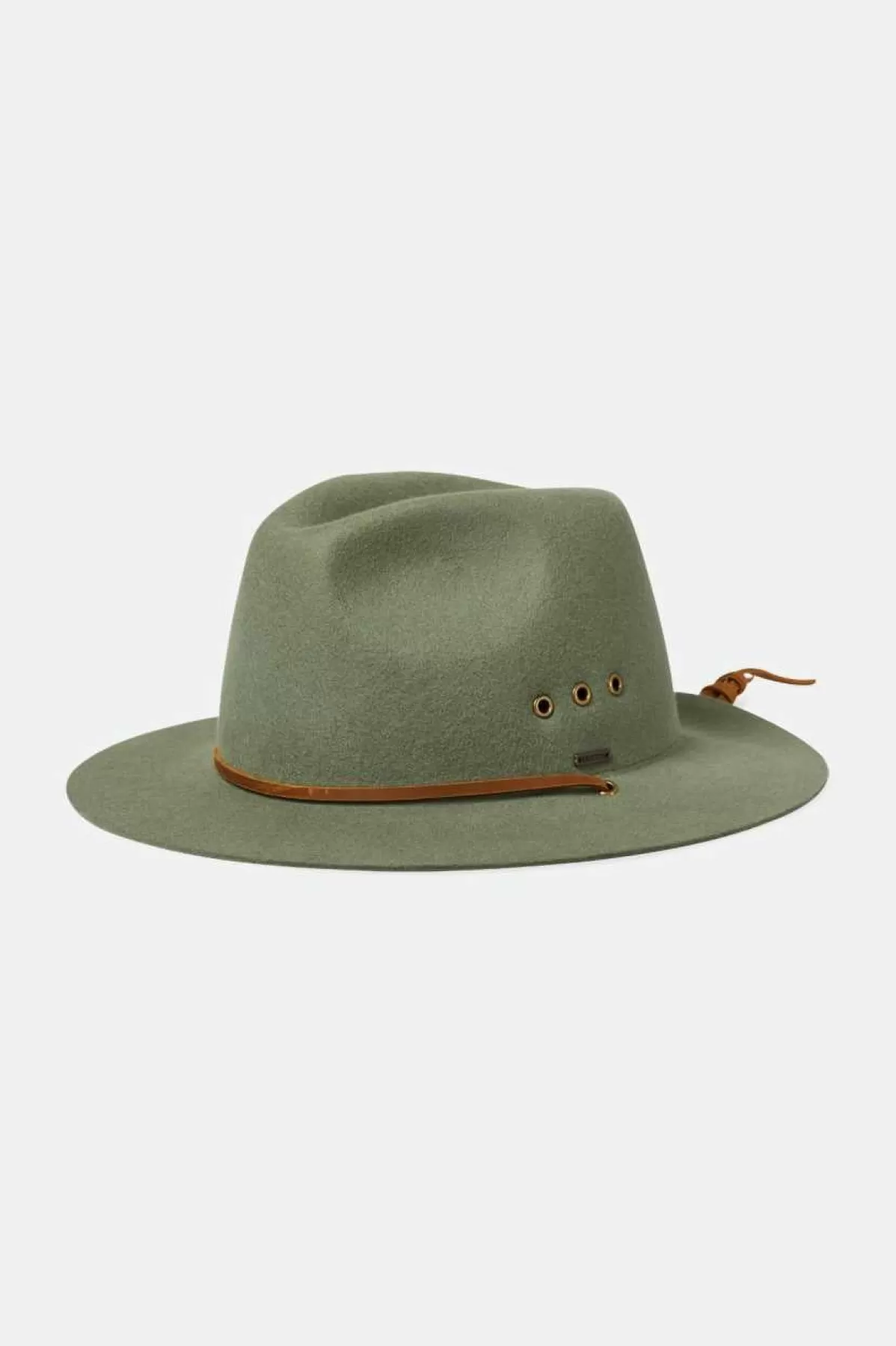 Full Brim & Fedoras | Full Brim & Fedoras-Brixton Wesley WTHR GUARD™ Packable Fedora Light Moss