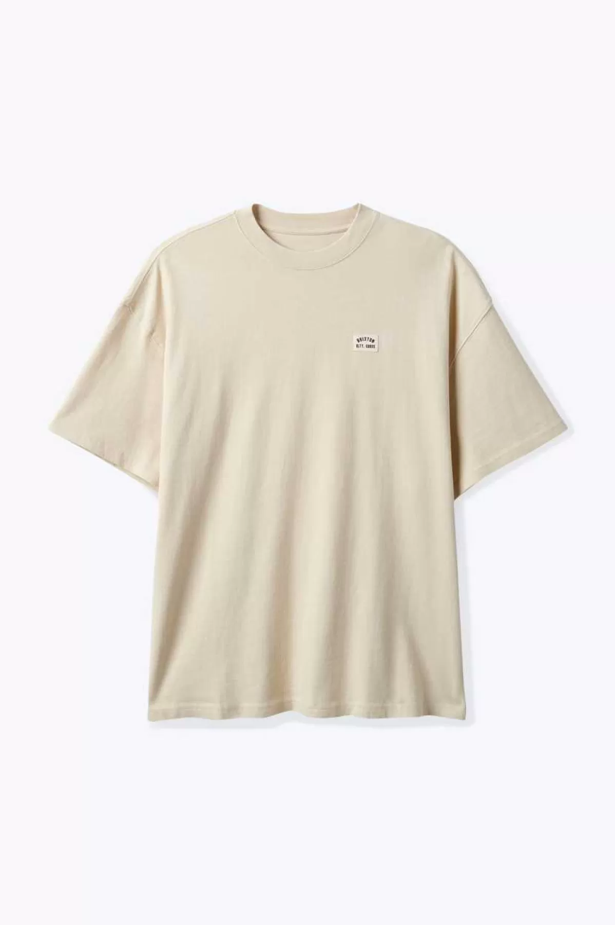 T-Shirts-Brixton Woodburn Heavyweight Relaxed T-shirt Cream Classic Wash